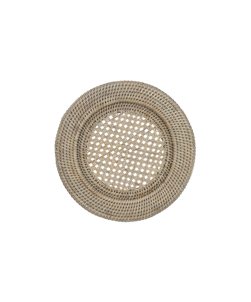 Rebecca Udall Rattan Charger, Taupe, White Background