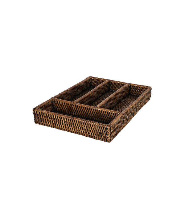 Rebecca Udall Rattan Cutlery Tray, Brown