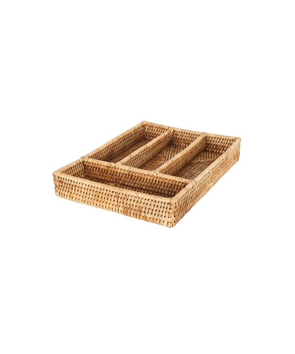 Rebecca Udall Rattan Cutlery Tray, Natural