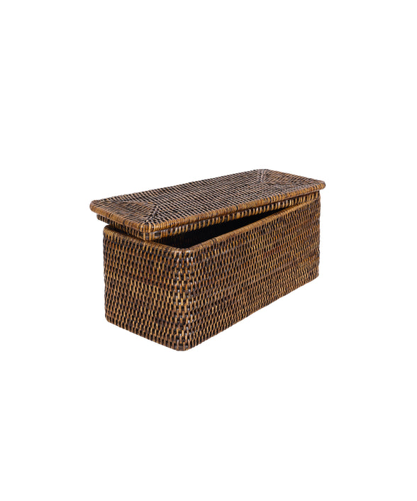 Rattan Lidded Bathroom Storage Box, Brown