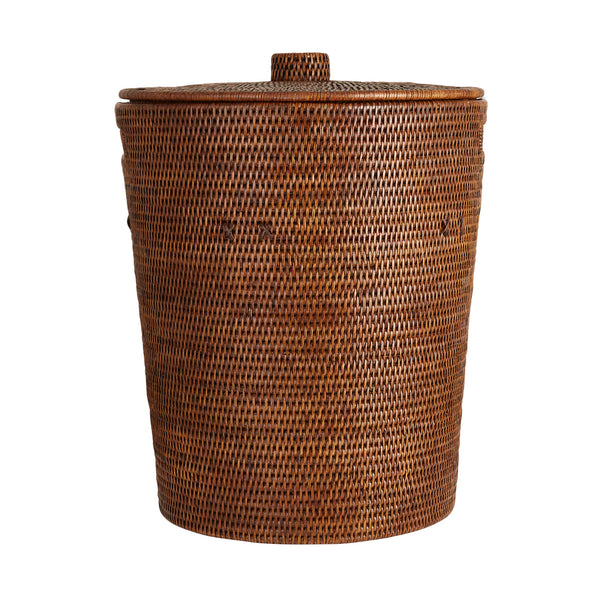 Rebecca Udall woven rattan wicker round laundry basket, Brown