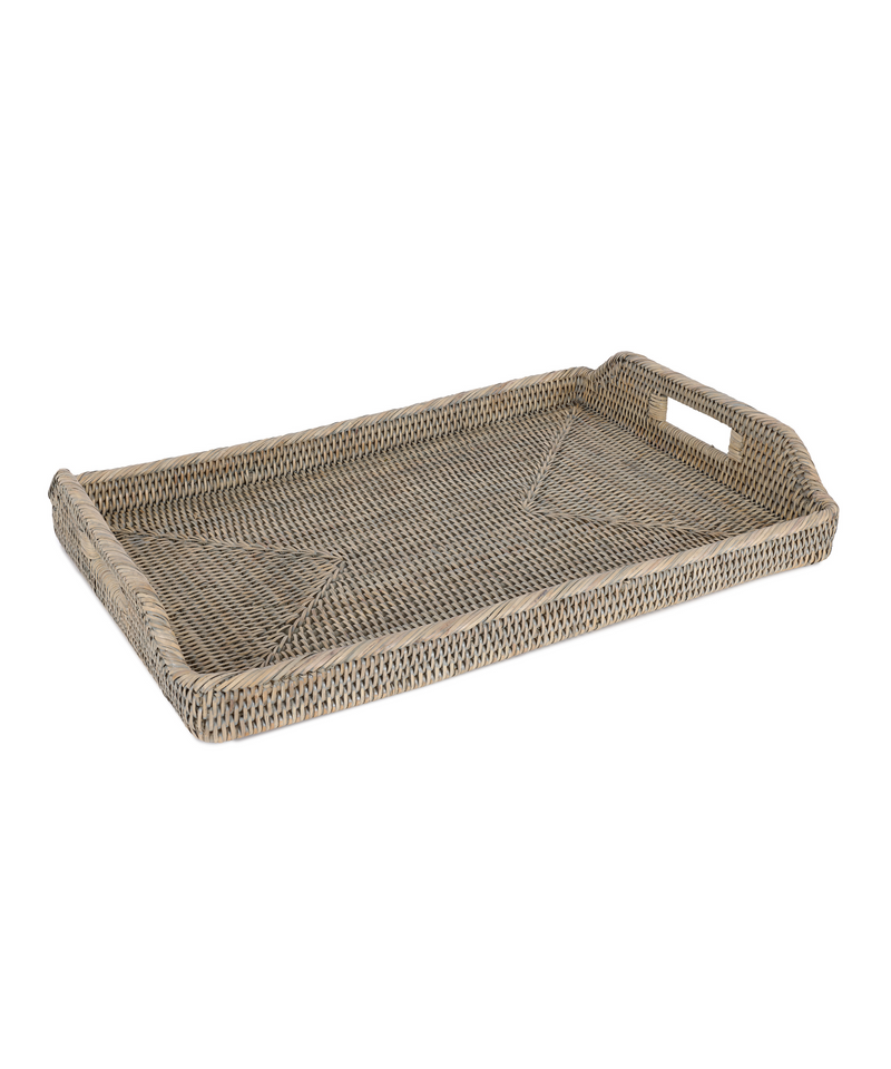 Rebecca Udall Rattan Serving Trays, Taupe, Cut Out, White Background