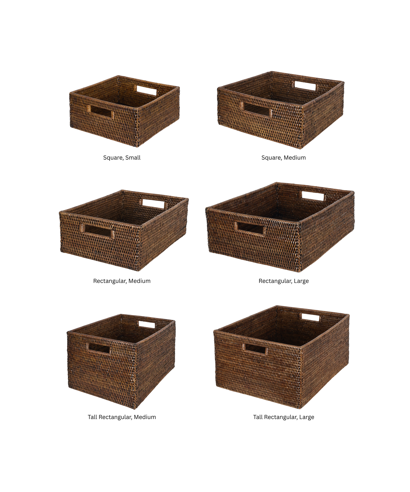 Rattan Storage Baskets, Brown