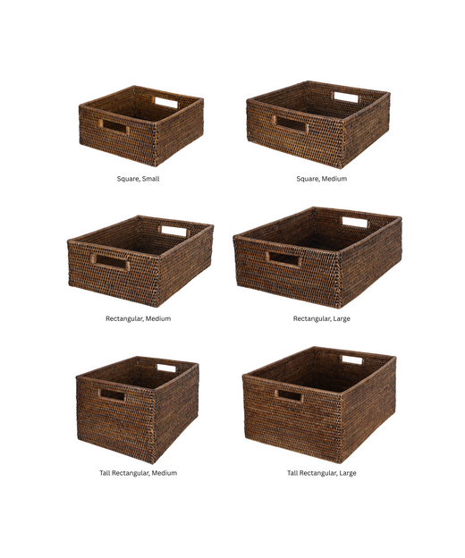 Rattan Storage Baskets, Brown