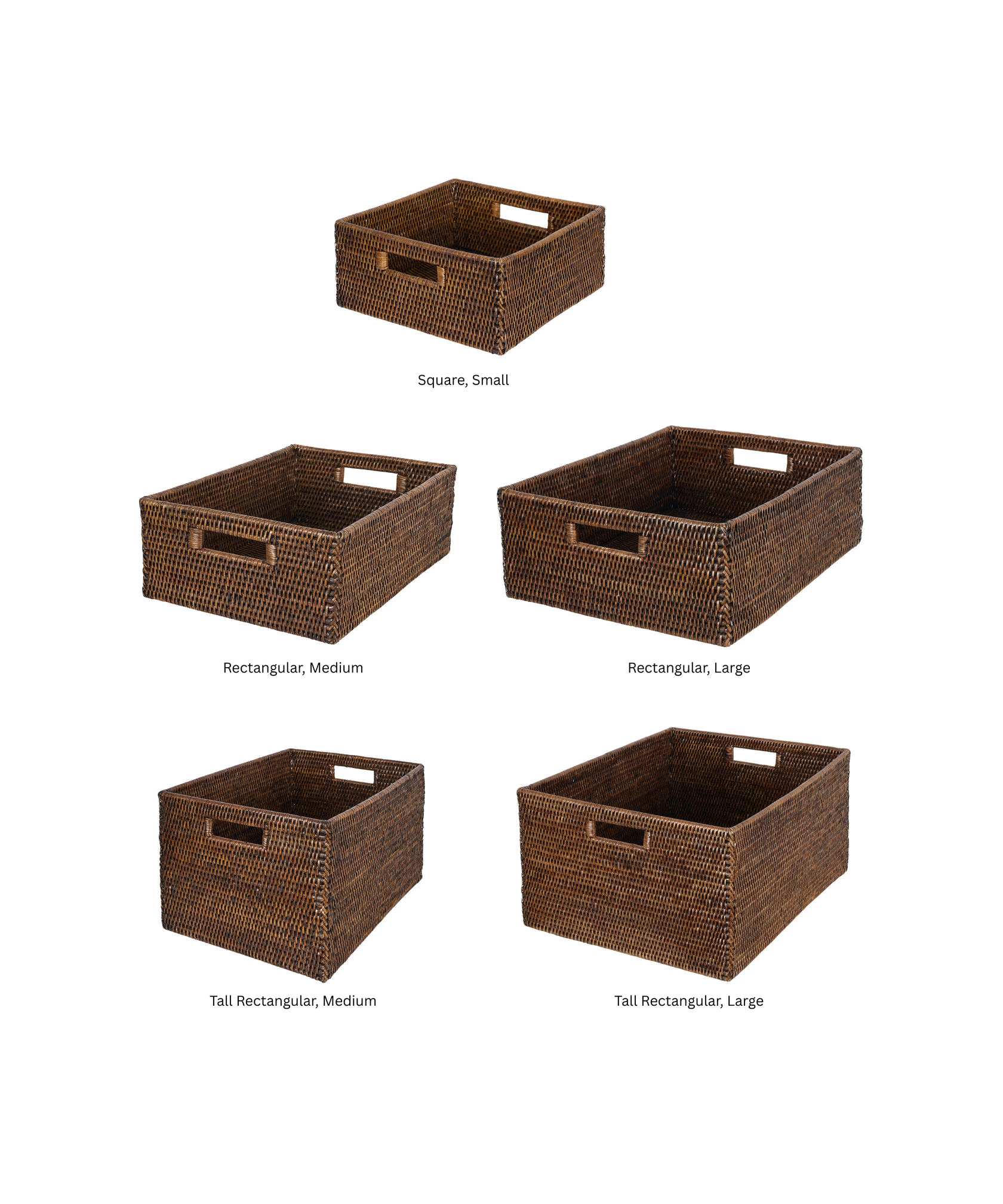 Rattan Storage Baskets, Brown