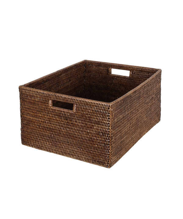 Rattan Tall Rectangular Storage Baskets, Large, Brown