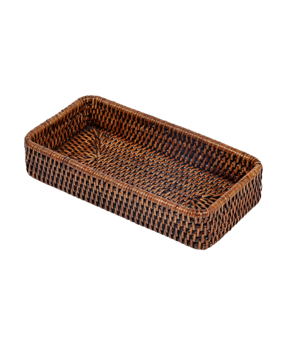 Rebecca Udall, Woven rattan wicker vanity decorative tray, brown