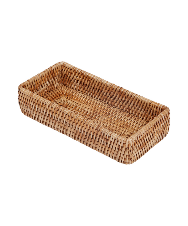 Rebecca Udall, Woven rattan wicker vanity bathroom tray, Natural