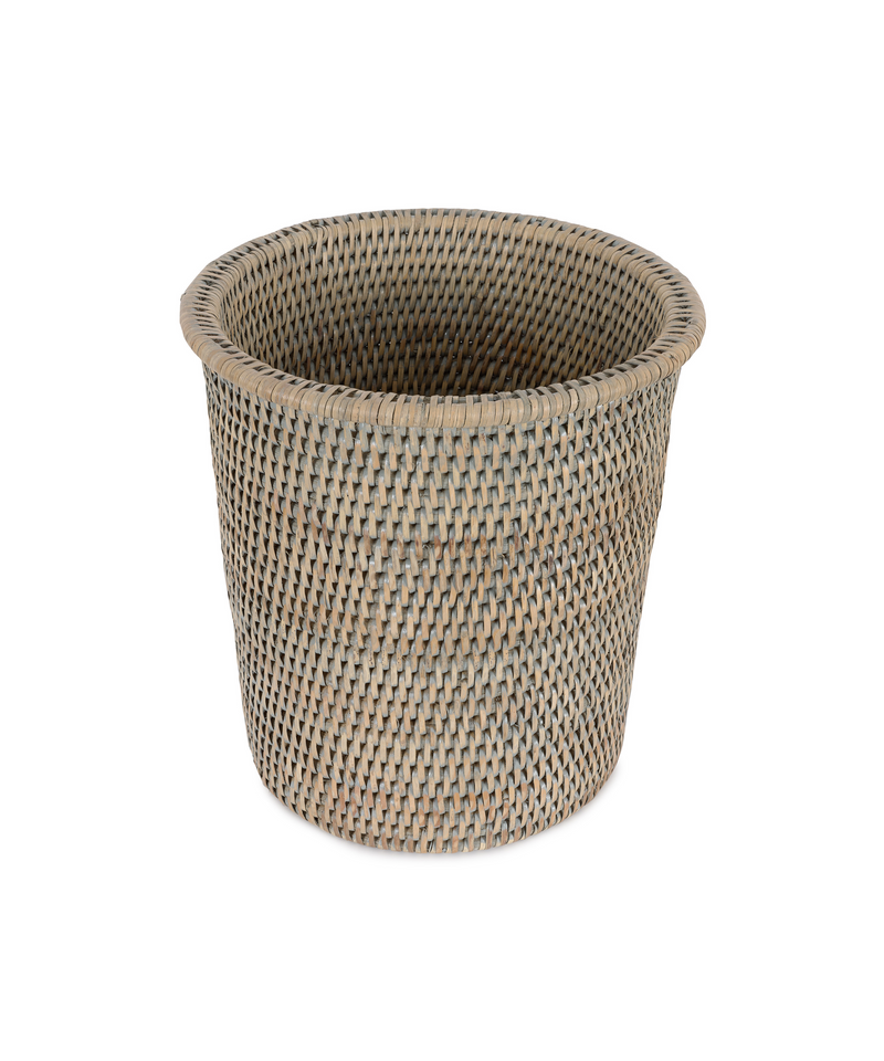 Rebecca Udall Rattan Waste Paper Bin, Taupe, White Background