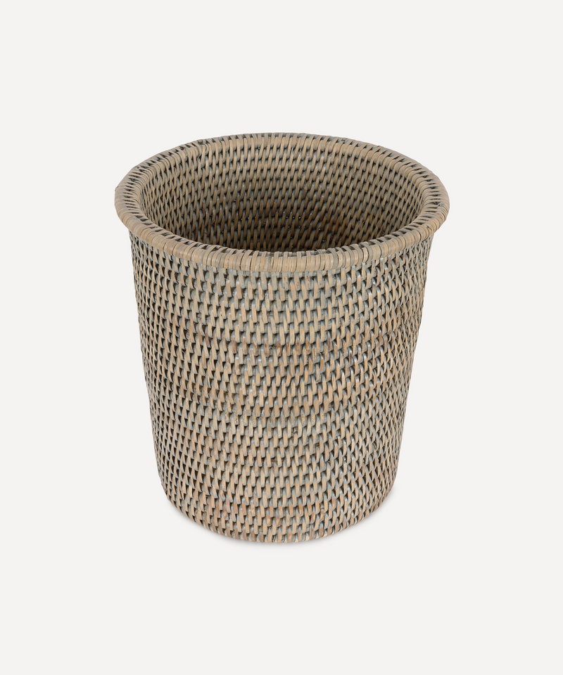 Rebecca Udall Rattan Waste Paper Bin, Taupe, Ivory Background