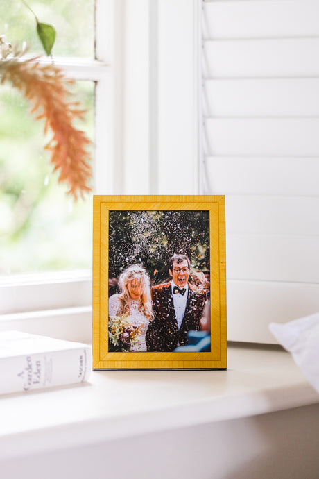 Rebecca Udall, Bianca Italian Marquetry Heritage Photo Frame in Citrine Yellow