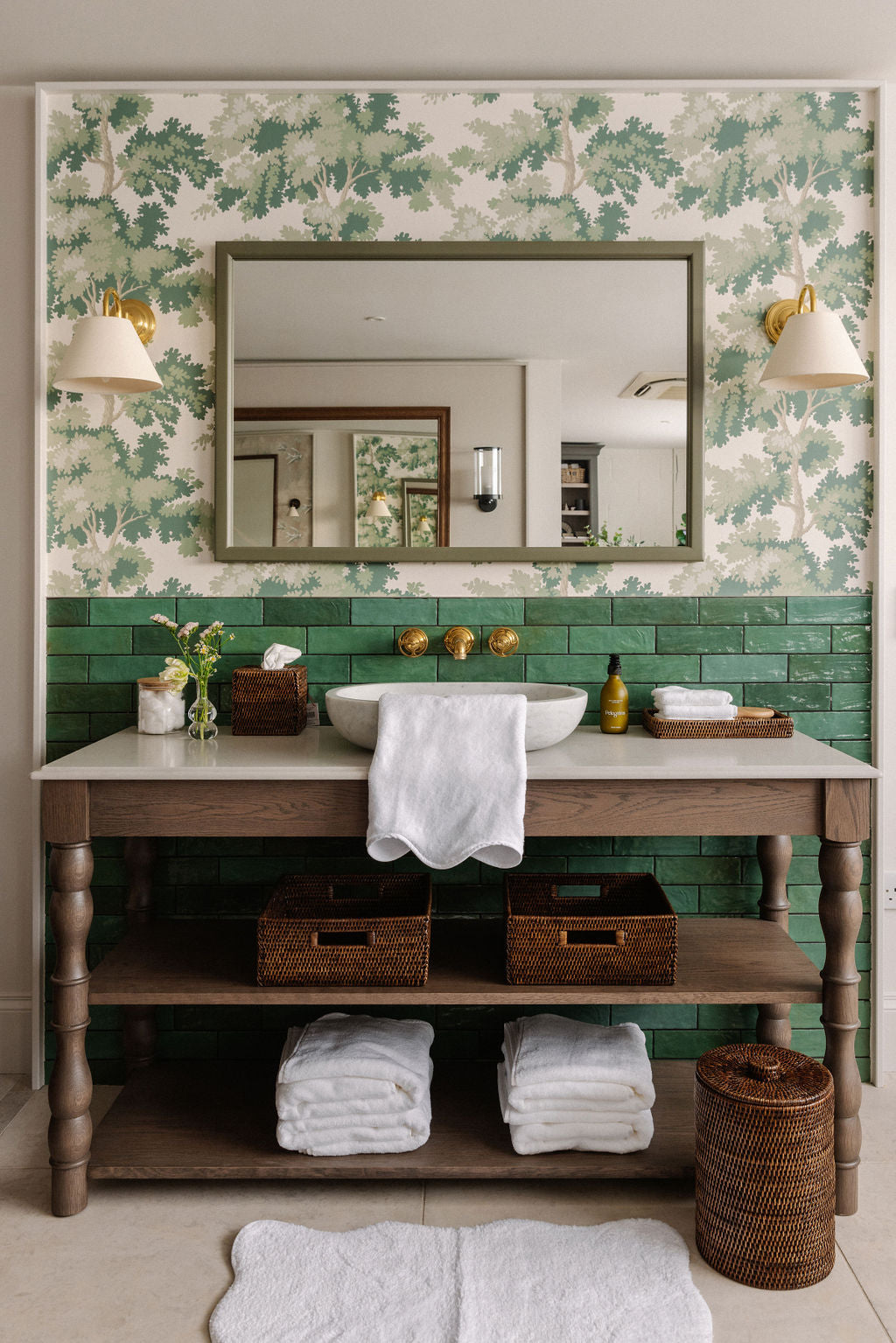Rattan Bathroom Bins, Brown