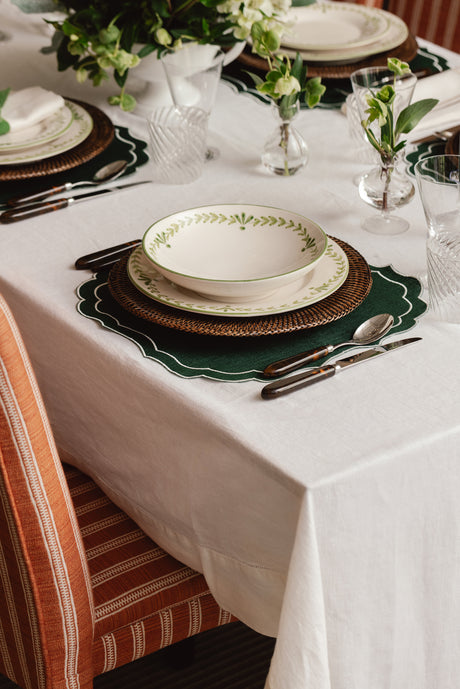 Classic Hemstitch Table Linens, White