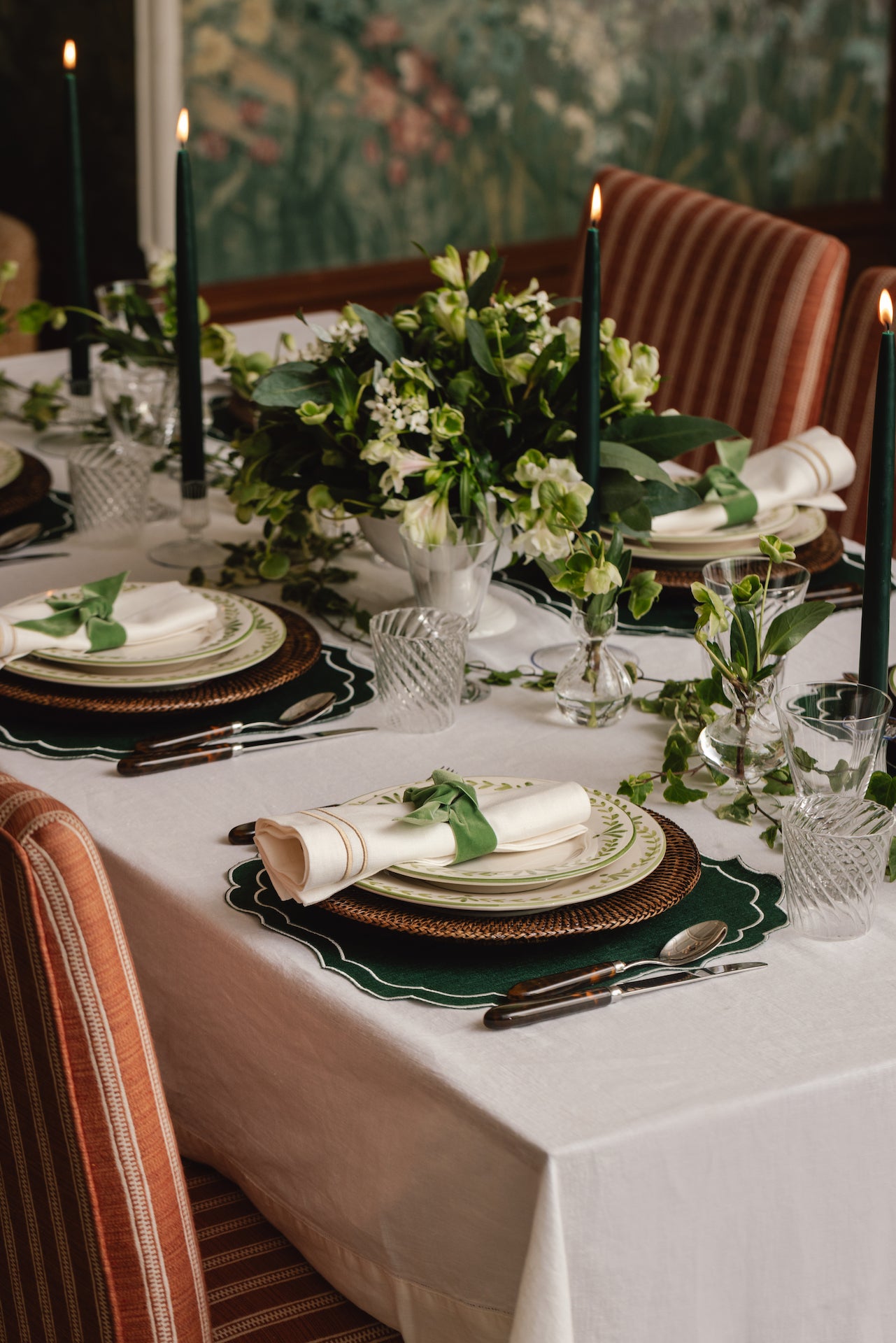 Rebecca Udall Classic Hemstitch Linen Tablecloth with Elouise Crockery