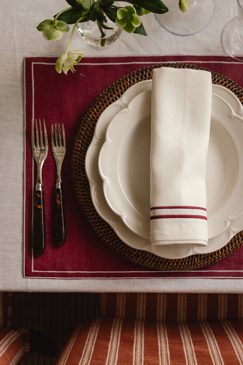 Sophie Classic Two Cord Napkin, Burgundy