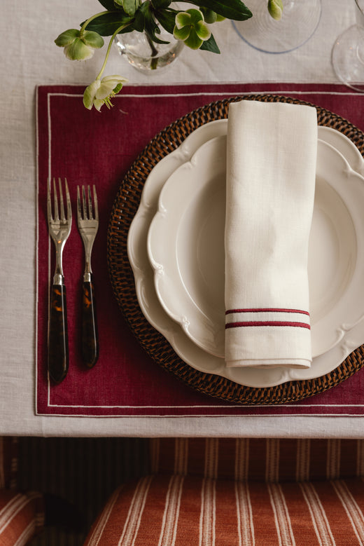 Olivia Scalloped Crockery, White, with Sophie Napkin
