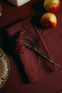 Classic Linen Table Linens, Deep Marsala, with Otillie Crockery