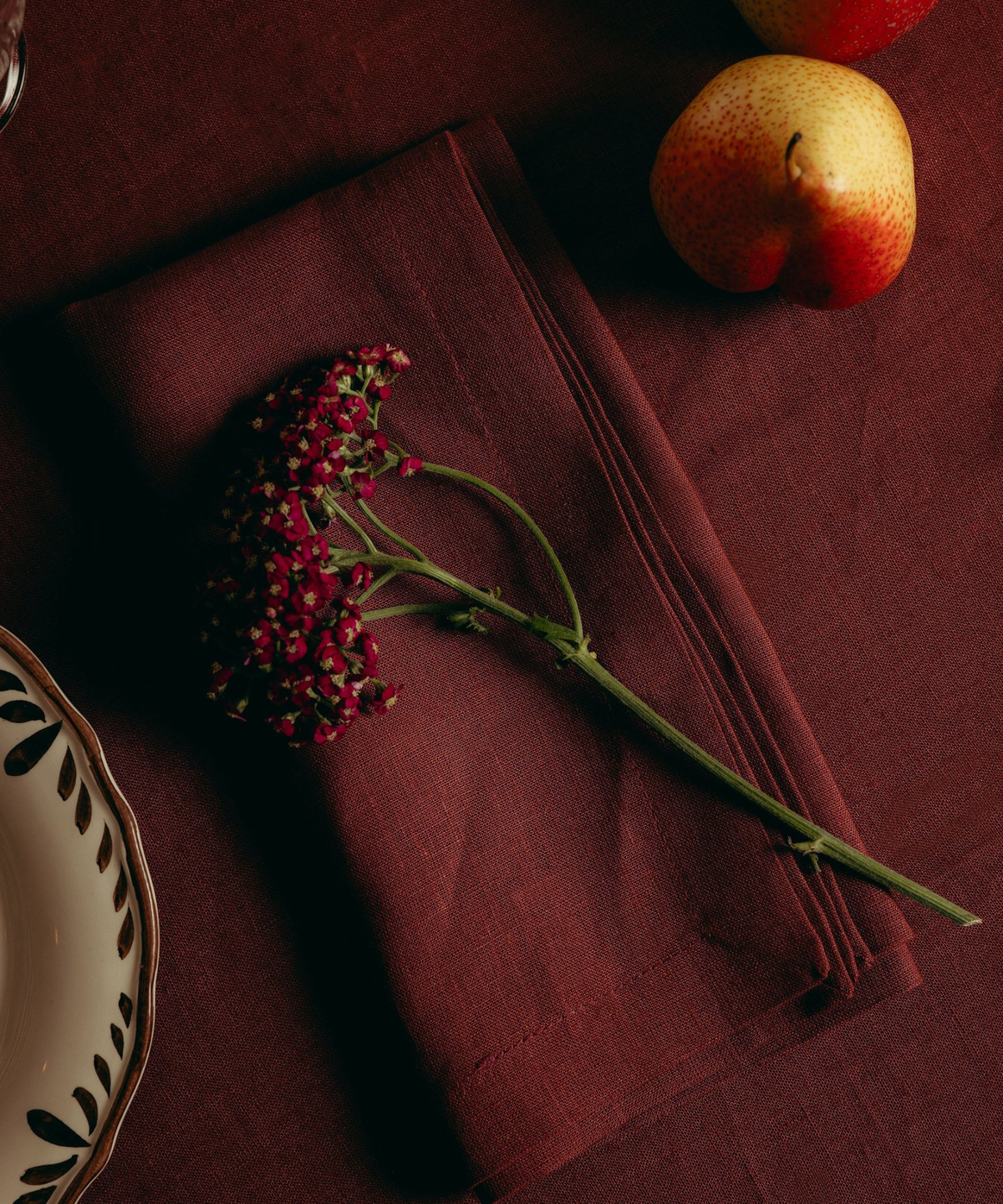Classic Linen Table Linens, Deep Marsala