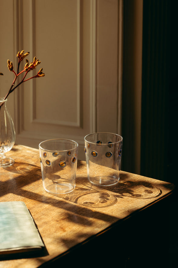 Pair of Marianna Tumblers, Blue/Amber