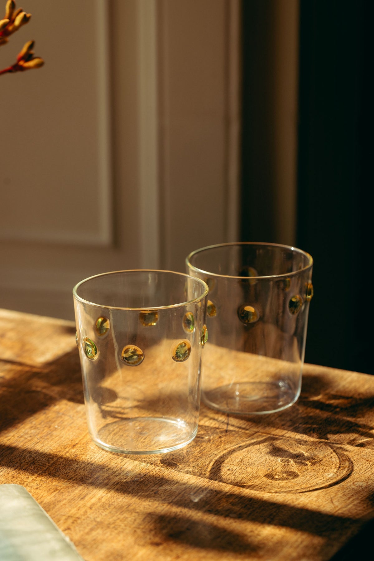 Pair of Marianna Tumblers, Amber/Green