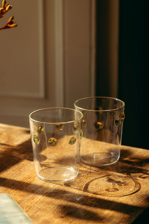 Pair of Marianna Tumblers, Amber/Green