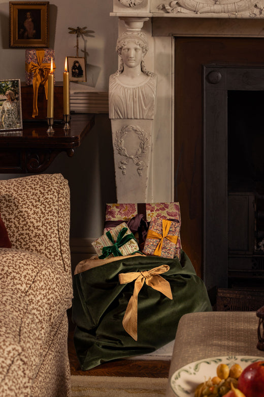 Velvet & Silk Christmas Sack, Green
