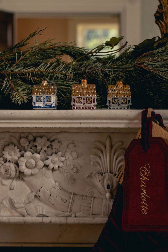 Set of 3 Cottage Christmas Decorations, Lifestyle
