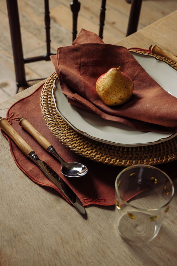 Pair of Nancy Linen Napkins, Burnt Sienna