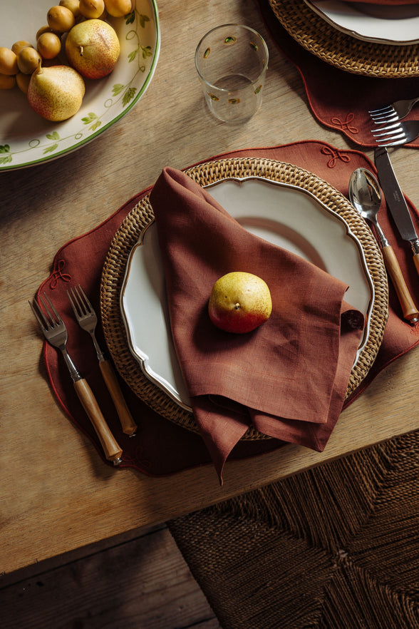 Pair of Nancy Linen Napkins, Burnt Sienna