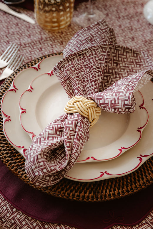 Olivia Scalloped Crockery, Raspberry Filet