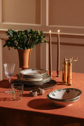 Classic Linen Table Linens, Terracotta Pink, with Eleanor Crockery