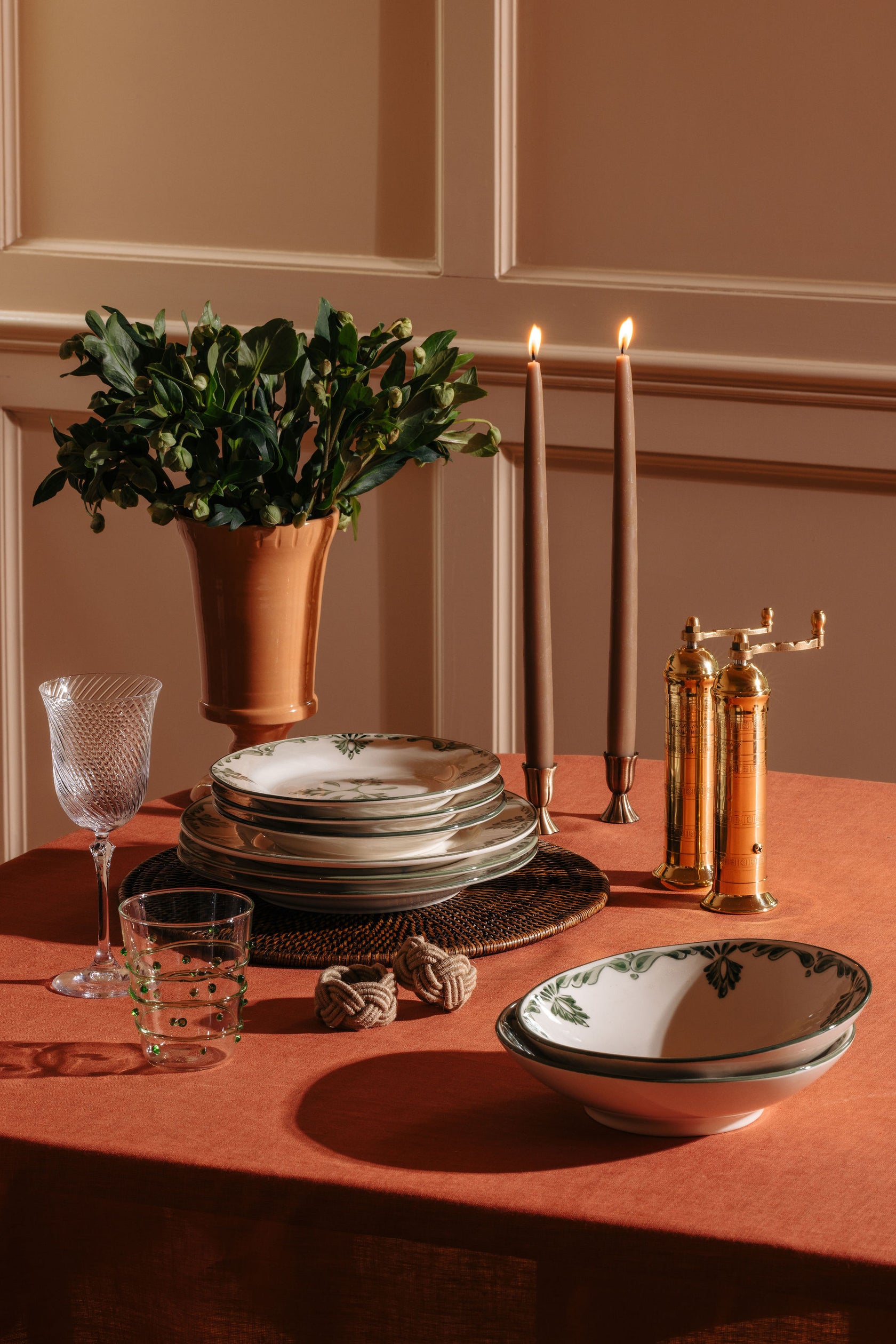 Pair of Fluted Candleholders, Brass