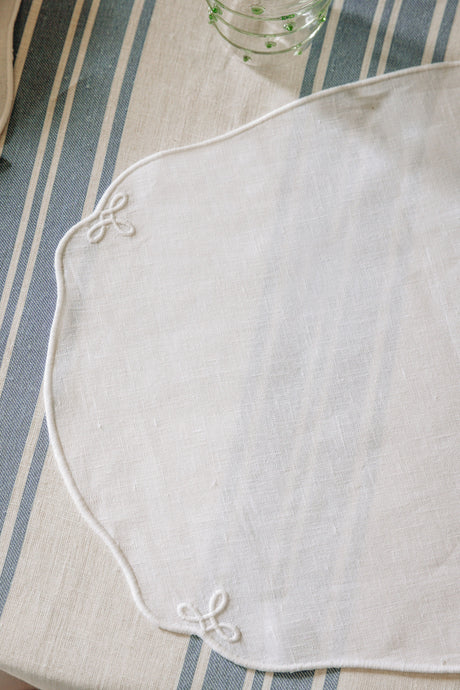 Set of 4 Nancy Linen Placemats, White, Detail
