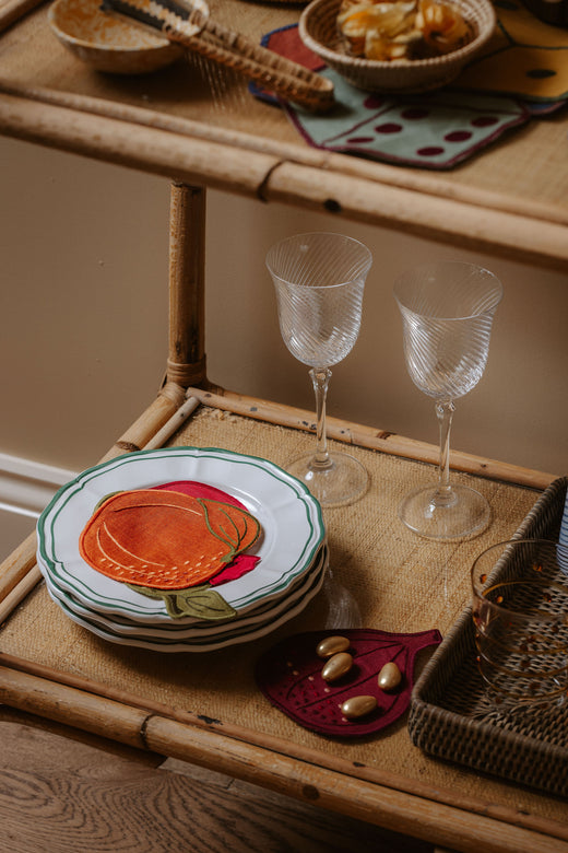 Set of 4 Fruit Linen Cocktail Napkins