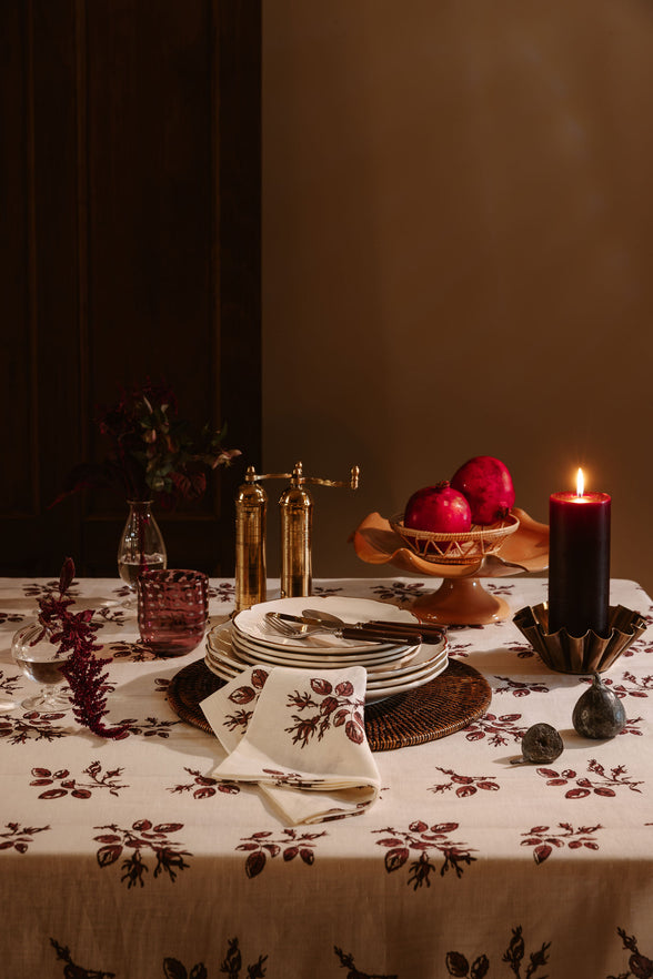 Rosehip Linen Napkin, with Burgundy Gifting