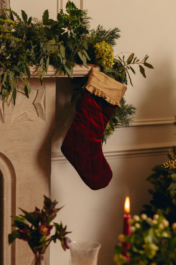 Quilted Velvet & Silk Christmas Stocking 