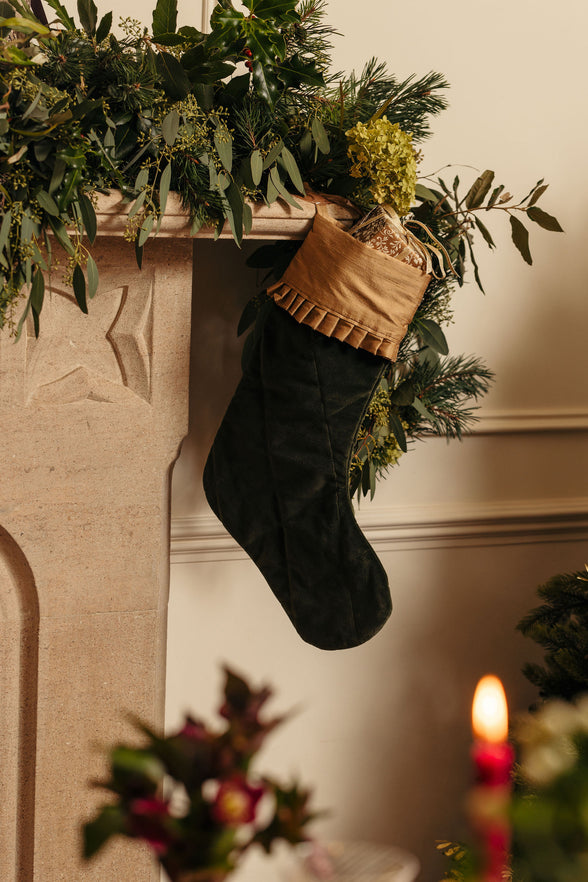 Quilted Velvet & Silk Christmas Stocking 