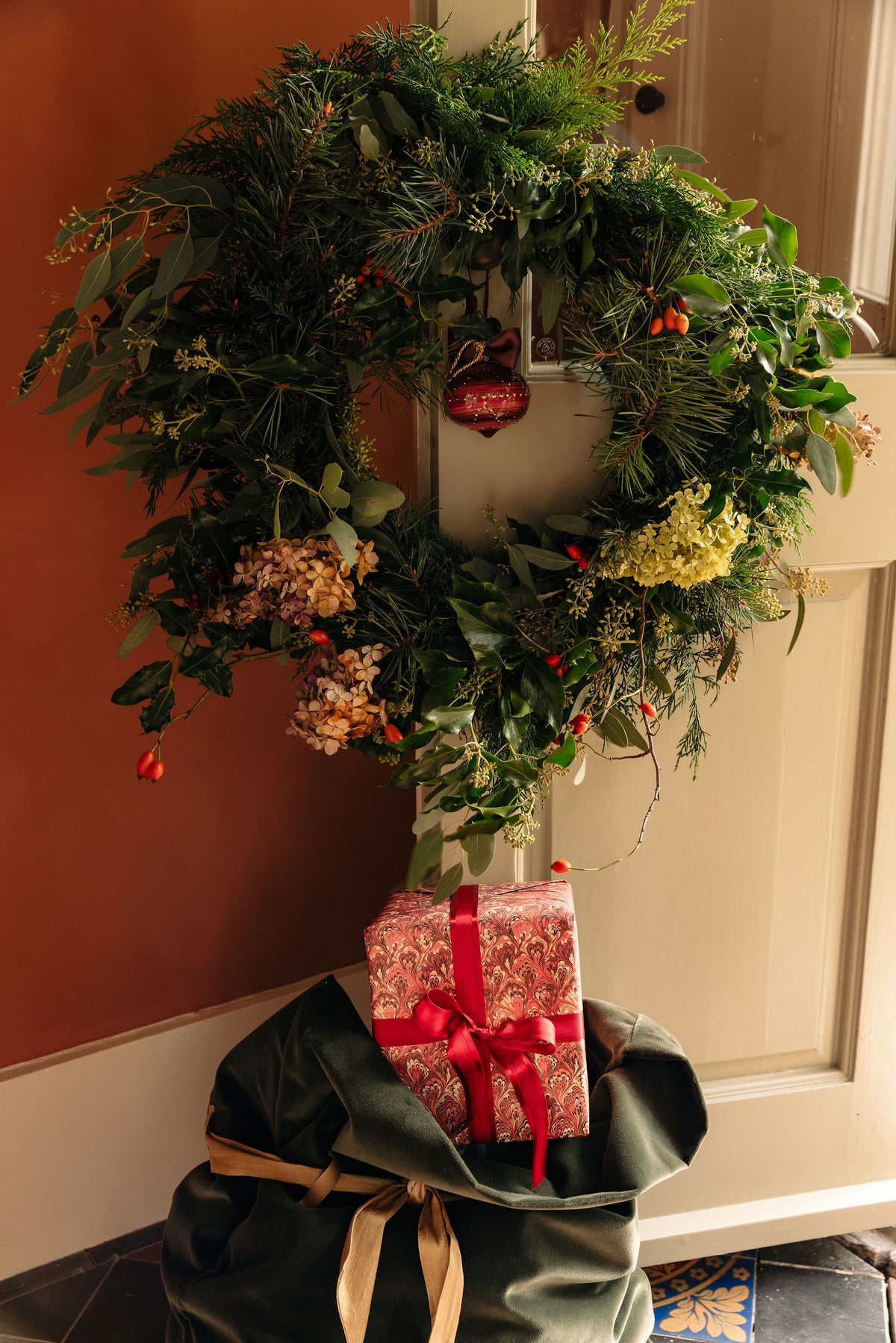 Velvet & Silk Christmas Sack, Green