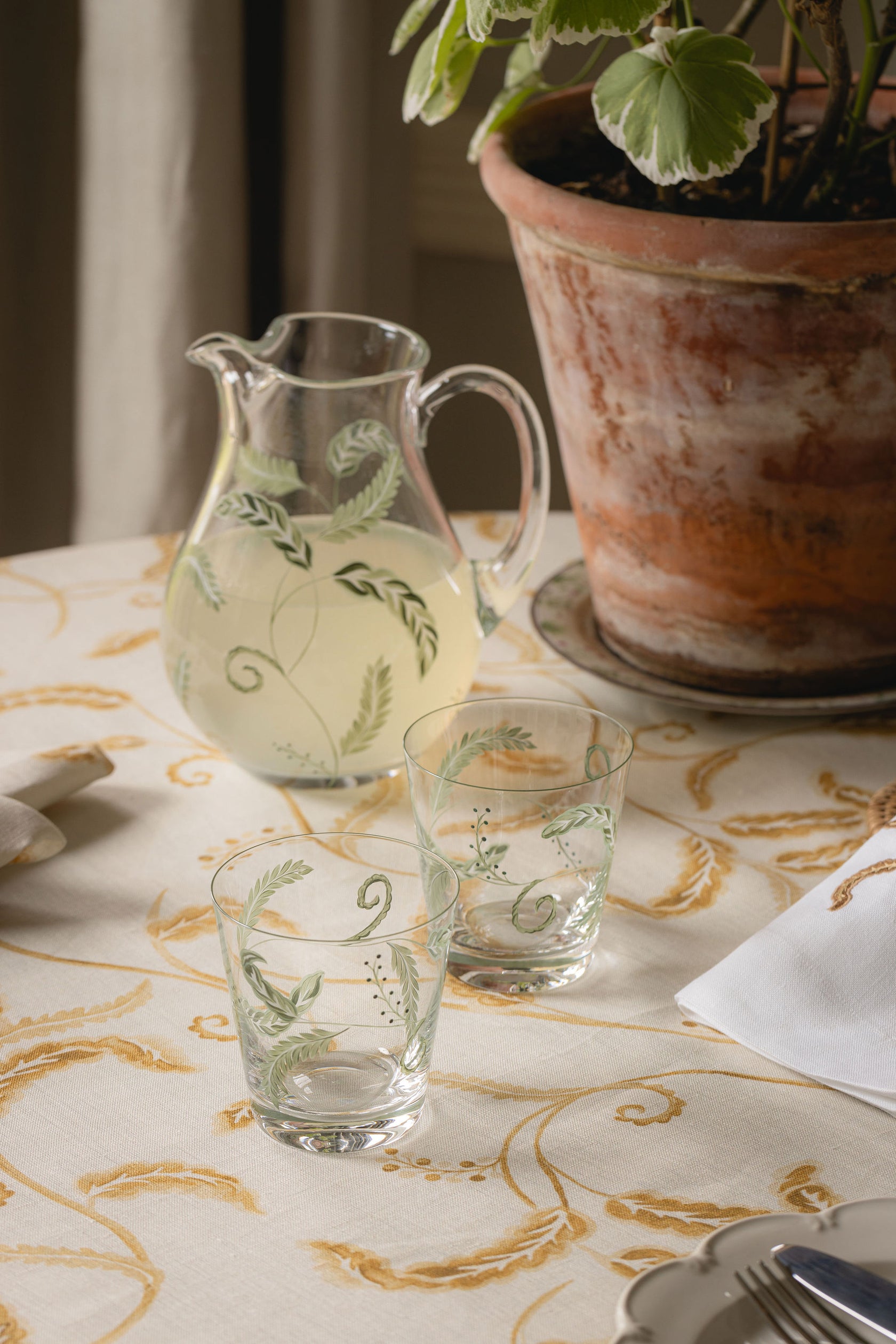 Prairie Hand Painted Glassware, Lifestyle