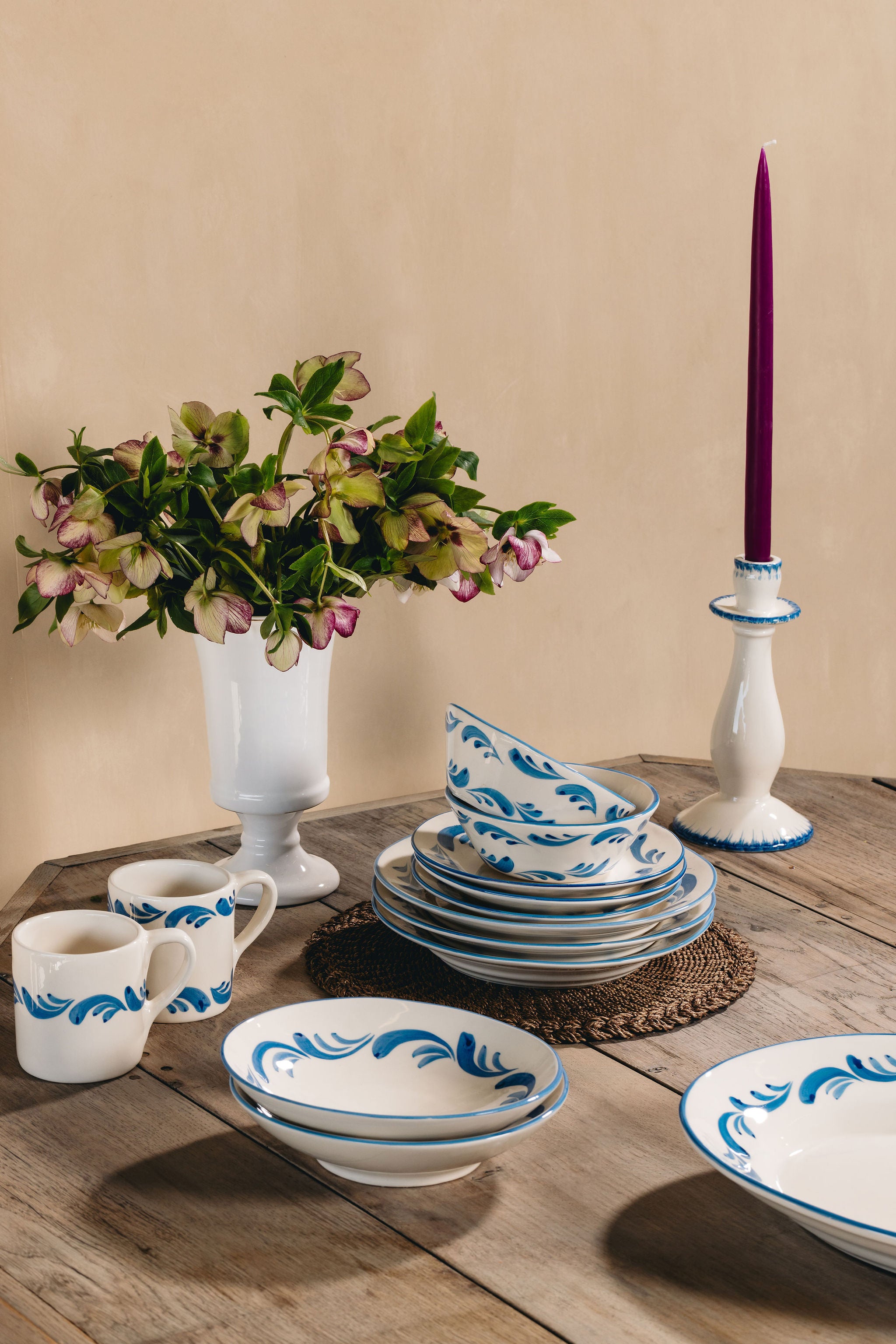 Set of 4 Celia Mugs, Denim Blue