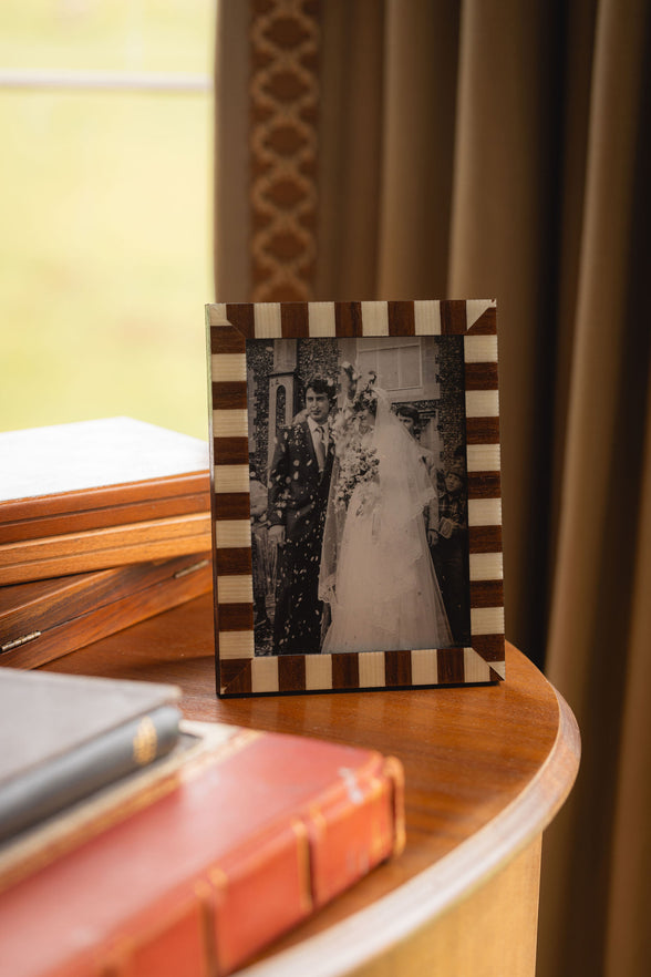 Delilah Striped Photo Frame, Hazelnut, Lifestyle