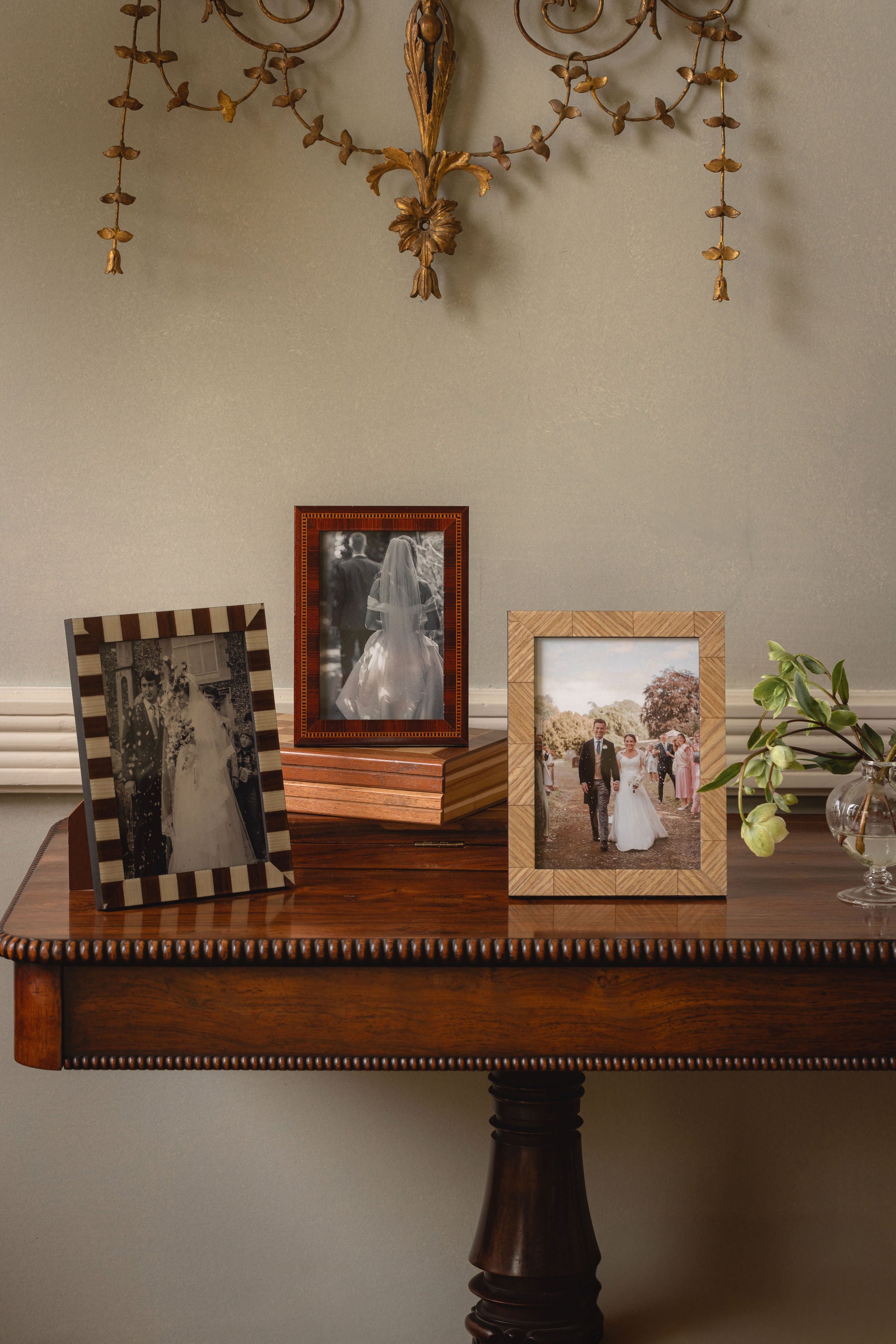Delilah Striped Photo Frame, Hazelnut, with Myra Photo Frame