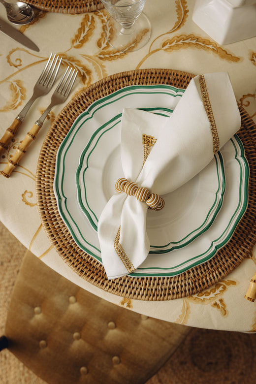 Set of 4 Zita Scalloped Dinner Plates, Juniper Green