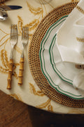 Set of 4 Zita Scalloped Dinner Plates, Juniper Green