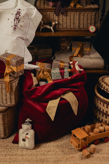 Velvet & Silk Christmas Sack, Burgundy