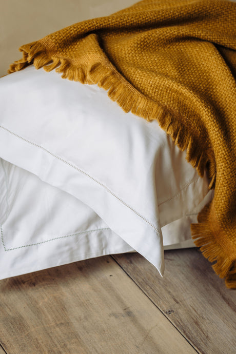 Basketweave Alpaca Throw, Mustard