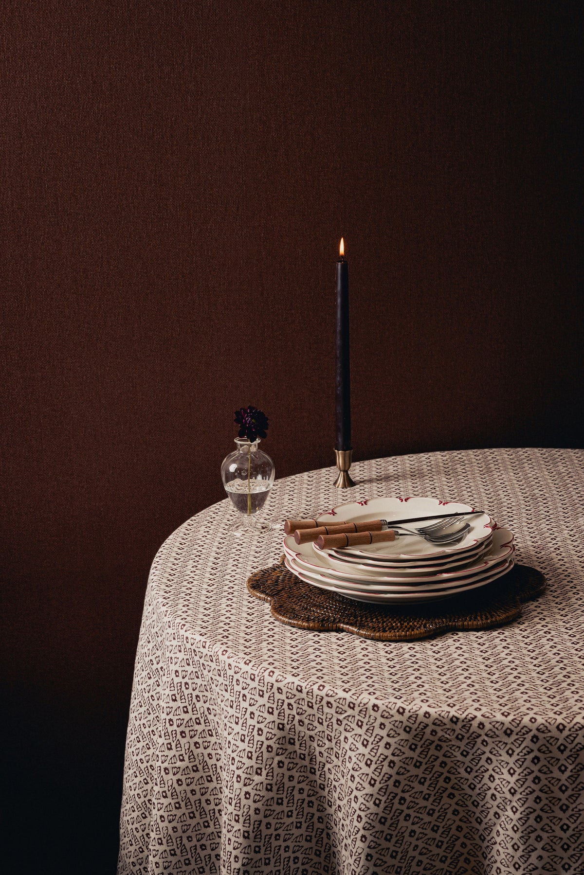 Agnes Round Pleated Linen Tablecloth