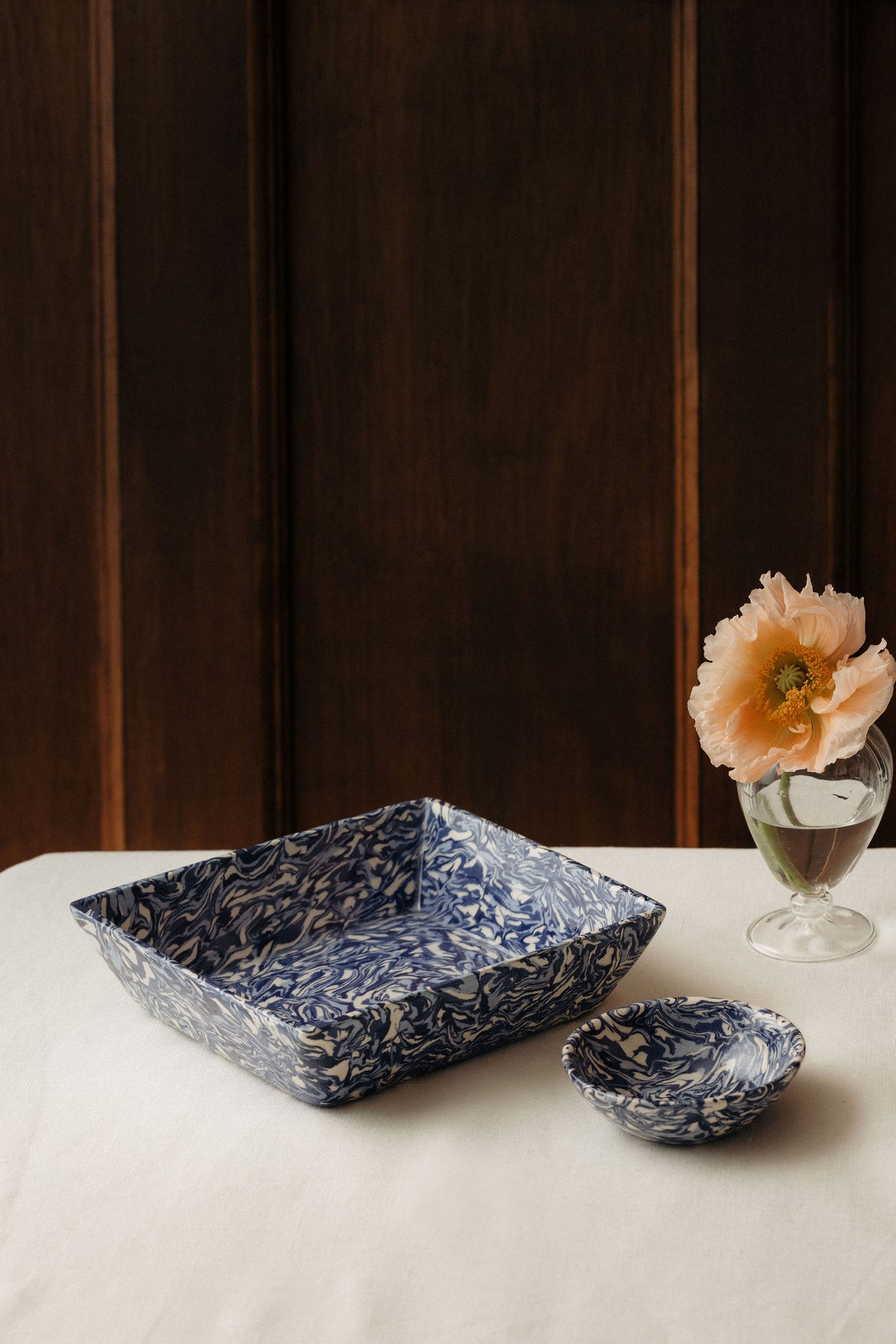 Aptware Marble Ceramic Dish, Blue