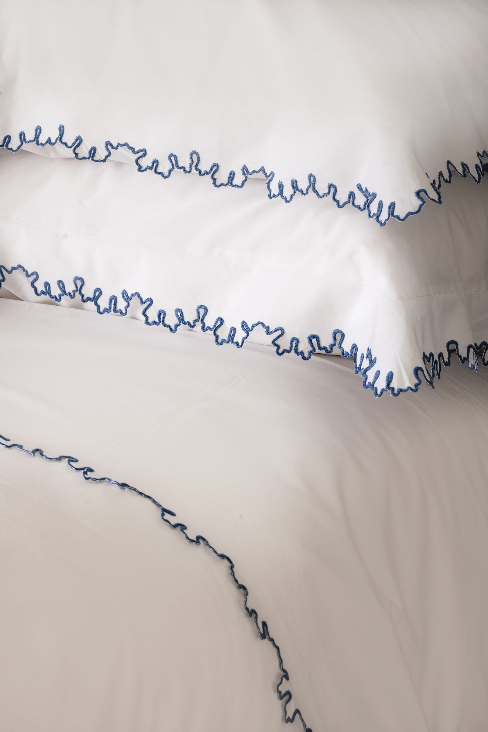 Thea Scalloped Bed Linen, Denim Blue, Detail