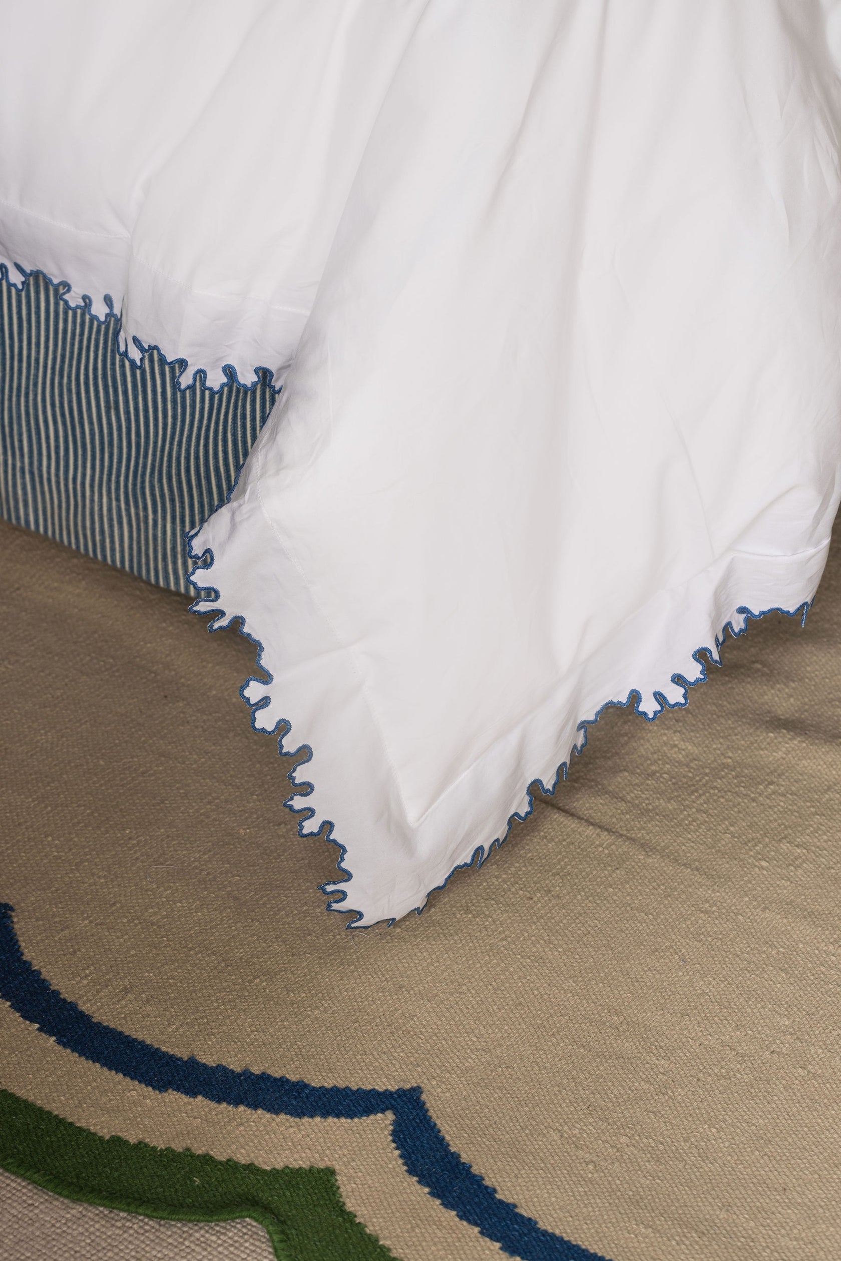 Thea Scalloped Bed Linen, Denim Blue, Duvet Detail
